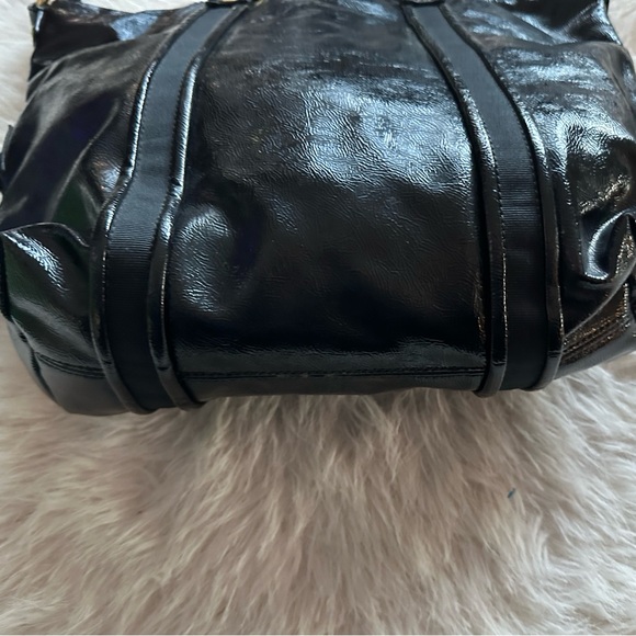 Coach Poppy Daisy Liquid Gloss Pocket Tote shoulder bag Black Leather F20047 - Picture 4 of 16